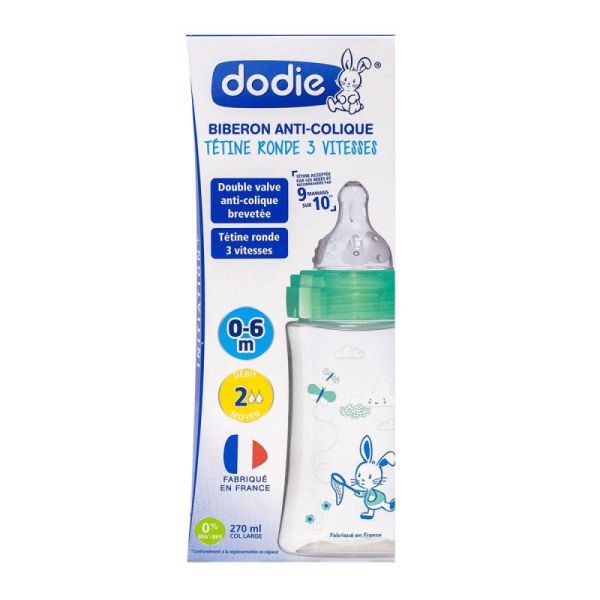 Dodie Bib 2 Init+ A/Col 270Ml 0-6M Vert