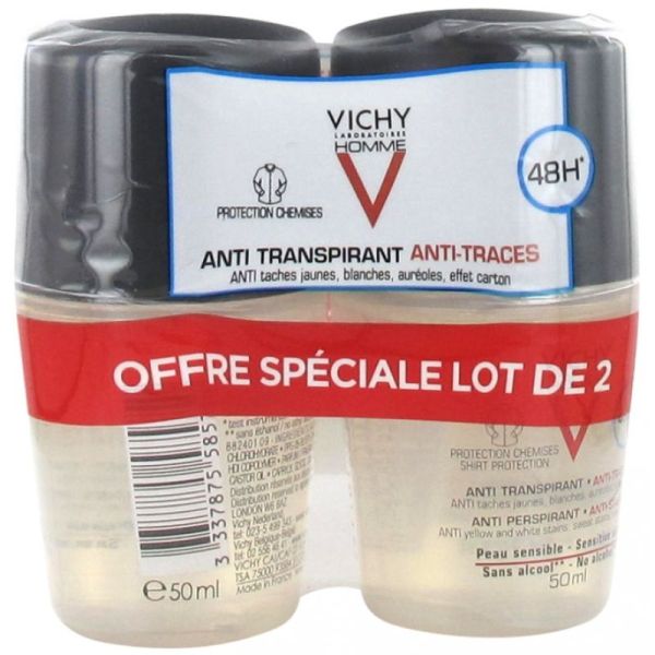 Vichy Hom Lot*2 Deo Bille 48H Anti-Traces