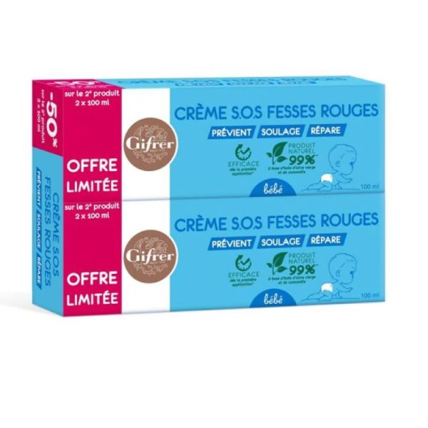 CREME S,O,S FESSES ROUGES 100MLX2