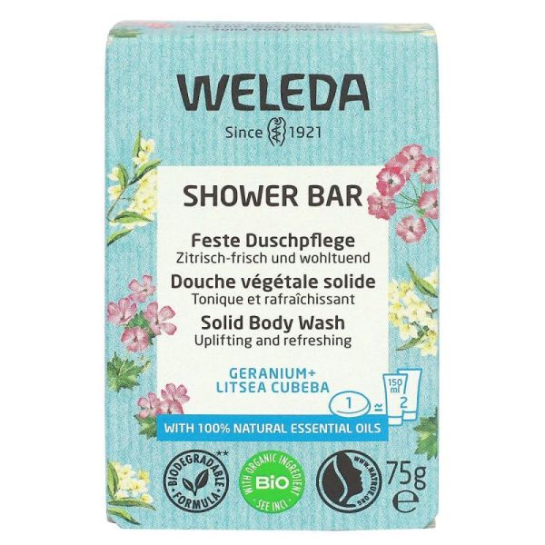 Shower Bar douche végétale solide géranium et Litsea Cubeba 75g