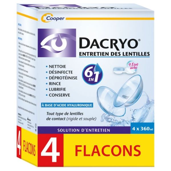 Dacryo Entretien Lentilles 4 Flacons