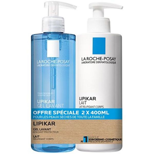 Roche P Lipikar Gel Lav 400Ml+Lait 400Ml